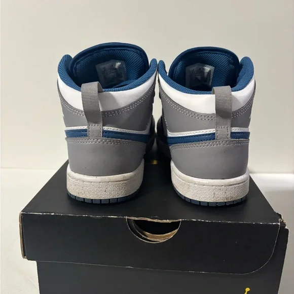 Jordan Cement Grey and Blue Mid Sneakers